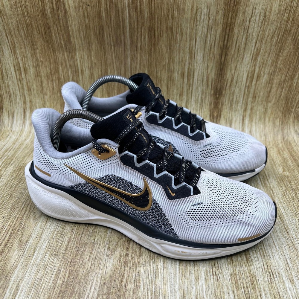 Nike Air Zoom Pegasus 41 Men's 8.5 White Metallic Gold Running Shoes HQ3220-100
